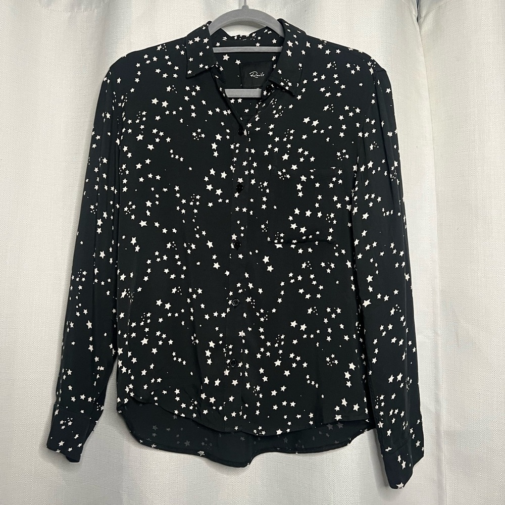 Rails Black and White Star Constellation Button Front Top XS - Picture 4 of 9
